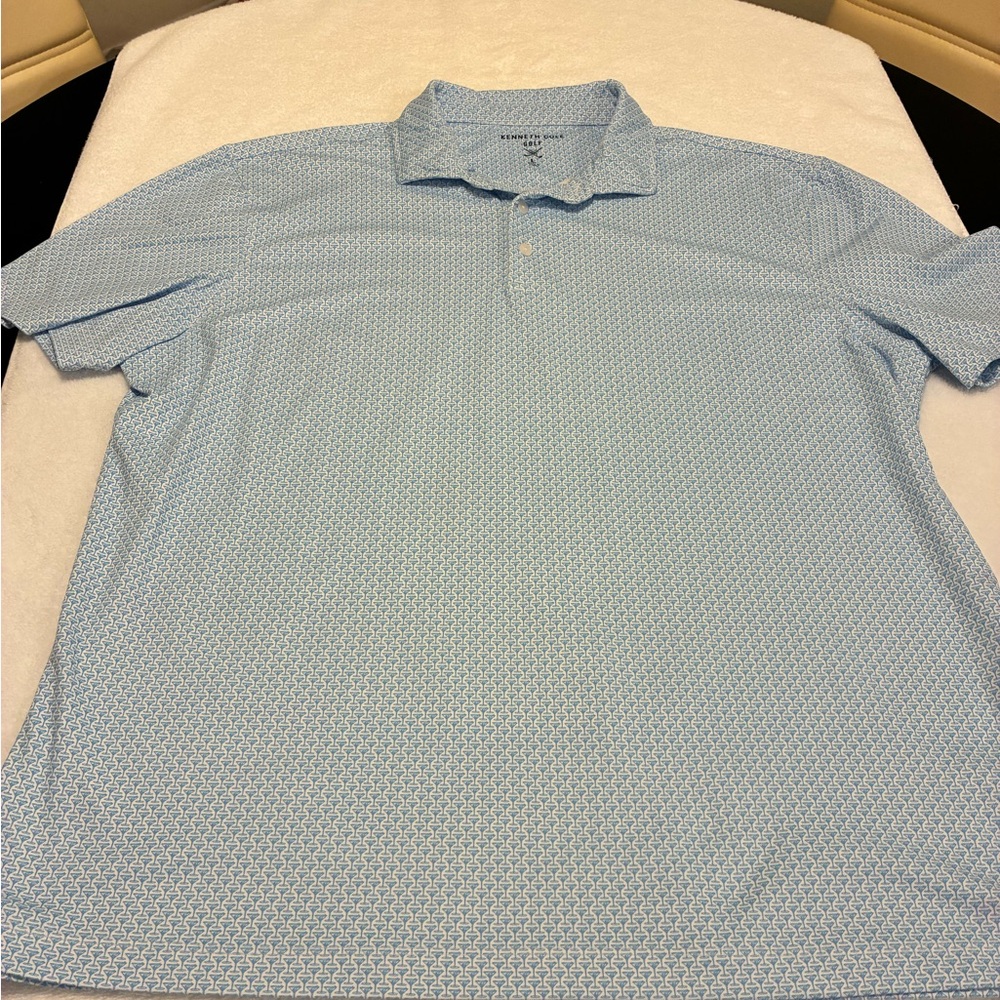 Kenneth Cole Sky Blue Patterned Polo Shirt